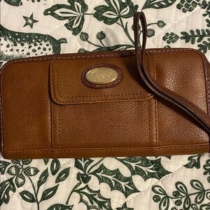 B.O.C  Leather Wristlet dark Carmel, nice shape